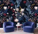 Voguish Dark Blue Leaves Wallpaper Smart