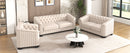 Modern Velvet Upholstered 3-Piece Sofa Set with Rubber Wood Legs in Beige