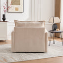 UNITED WE WIN Swivel Barrel Chair - Mid Century Modern Chair, Thick Padded Arm Chair with Solid Metal Base, Comfortable Single Sofa Chair, Swivel Accent Chair for Living Room Bedroom