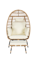 Wicker Egg Chair,Rattan Egg Chair Indoor Outdoor,Oversized Large Egg Chairs 600lbs with Ottoman and Thick Cushions for Porch, Backyard, Balcony