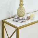 Gold And White Narrow Console Table With Shelves 41 Inch Long