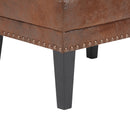 Mirod Vintage Distressed Ottoman,Classic Riveted Footrest with Solid Wood Legs for Living Room, Bedroom & Study