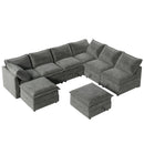 Mirod Versatile 8-Piece Modular Sofa Bed with Storage,Stylish Faux Double-Layer Cushions,Comfortable & Durable Design,Perfect for Any Living Space