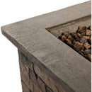 Outdoor Propane Fire Pit Table 28-inch Imitation Stone Square Concrete Propane Fire Pit with Lava Rocks and Rain Cover 40,000 BTU Gas Smokeless Fire Pit for Outside Patio,Garden,Deck,Backyard