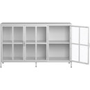 Modern Sideboard Buffet Cabinet with Storage Premium Steel Storage Cabinet, Adjustable Feet,Glass Doors,Large Capacity Organizer