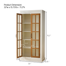 Rustic Style Display Cabinet with Glass Doors for Collectibles - White & Brown, 71.2'' Tall