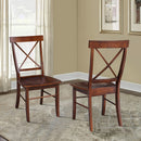 Espresso Solid Wood X Back Dining Chairs Set For Kitchen