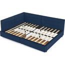 Full Size Storage Upholstered Tufted Bed Frame, Sofa Bed Frame with Comfortable Backrest and Armrests, Full Size Bed for Bedroom, Living Room,Velvet, DARK BLUE(80.5''*59''*29.5'')
