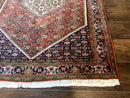 Persian Bidjar Rug 4x5, Finely Hand Knotted Vintage Carpet, Red and Navy Blue, Handmade Wool Rug, 180 KPSI