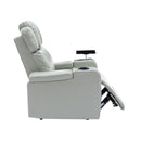 Modern PU Leather Power Recliner with Cooling Cup Holder, Bluetooth Speaker, LED Lights, USB Ports, Tray Table, Arm Storage, Grey