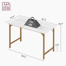 47 Inch Computer Desk Gold Metal Frame Modern Home Office Desk