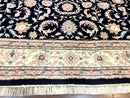 Indo Persian Rug 9x12, Navy Blue and Ivory/Cream, Floral Allover, Wool Vintage Handmade Carpet