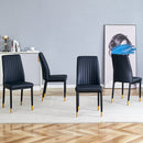 A set of 4 dining chairs, black dining chair set, PU material high backrest seats and sturdy leg chairs, suitable for restaurants, kitchens, and living rooms