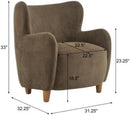 Brown Velvet Wingback Chair With Contoured Backrest