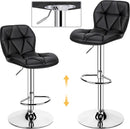 Set Of 2 Modern Adjustable Black PU Leather Bar Stools