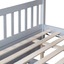 Full Over Full Rubber Wood Bunk Bed with Trundle, Ladder and Guardrails, Convertible to 2 Full Size Beds, with Twin Size Trundle,Light Grey