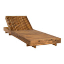 Outdoor Chaise Lounge Chair with 6-Position Adjustable Backrest,Acacia solid wood,TEAK COLOR