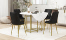 TOPMAX Space-Saving 5-Piece Extendable Kitchen Dining Table Set for Small Spaces - Round Faux Marble Top with Golden Frame, 4 Upholstered Chairs, Compact Foldable Design,White+Black