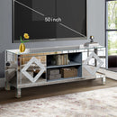 47 Inch Mirror TV Media Console with Diamond Glass Doors, Dual Door Design and Open Storage Space, Compatible with 50-Inch TVs&Modern Decor for Living Room & Bedroom