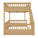 Full XL over Queen Bunk Bed with Ladder and Guardrails, Natural