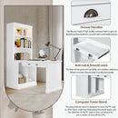 83.4'Tall Bookshelf with Writing Desk, Modern Bookcase with Study Desk, Workstation with Storage Shelf,Storage Bookcase with Open Shelves and LED Lighting for Living Room,Home Office,White