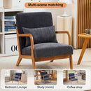 Mid-Century Modern Accent Chair, Arm Chair Living Room Chairs with Pillow Upholstered Reading Chair with Solid Wood Frame &  Living Room Bedroom Balcony (Antique Dark Grey)