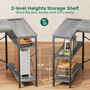 47 Inch L Shaped Desk With Power Outlets And 3 Drawers Grey