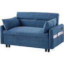 55.1' Pull Out Sleep Sofa Bed Loveseats Sofa Couch with Adjsutable Backrest, Storage Pockets, 2 Soft Pillows, USB Ports for Living Room, Bedroom, Apartment, Office, Blue (Old SKU: WF315689AAC)
