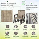 3 Piece Outdoor Glider Chair Bistro Set With Two Sling Chairs And Glass Tabletop Mixed Brown