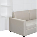 Queen Size Murphy Bed Wall Bed with Sofa,White