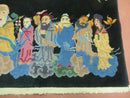 Chinese Wool Pictorial Rug 3x6 Counsel of Wise Elders Philosophers, Vintage Hand Knotted Black Chinese Carpet, Swan, Clouds Confucius, Rare