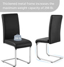 Leather Upholstered Dining Chairs Set Of 2 With Metal Legs Black