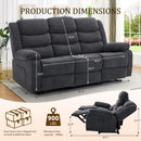 Grey Oversized 3 Seater Reclining Sofa With Console