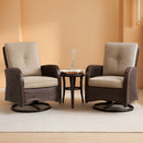 Outdoor Swivel Rocker Chairs 3 Piece Wicker Set Cushioned