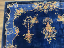 Blue Chinese Art Deco Rug 9x12, Vintage Antique Chinese Wool Rug, Chinese Fette Rug