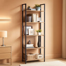 5 Tier Bookshelf Steel Frame 9.4Dx24.4Wx65H Greige Black