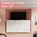 White Dresser TV Stand With Power Outlet And USB 51In Wide
