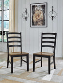 Armless Dining Chair Set 2 Two Tone Black and Brown