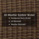 Brown Wicker Outdoor Sofa with Navy Cushions for Comfort