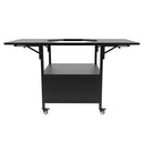 Outdoor Grill Table for Big Green Egg Style BBQ, Metal Grill Cart with 2 Folding Panels, Black Metal, 59.3 x 27.6 x 31 Inches