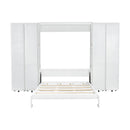 Queen Murphy Bed Wall Bed with Storage Doors, White