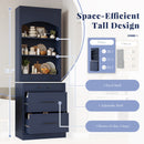 [Assembly Video Provided] TOPMAX Modern 83.7inch High Kitchen Pantry, Freestanding Tall Kitchen Hutch with Faux Marble Top,Cupboard Cabinet with 5 Storage Drawers and Adjustable Shelf, Set of 2, Blue