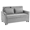 Pull-Out Sleeper Sofa With Reversible Backrest Cushion, Side Pockets, 2 USB Ports And A Phone Holder For Living Room
