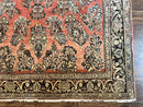 Antique Persian Sarouk Rug 4x7, Hand Knotted Wool Red Persian Carpet, Floral, Fine 300 KPSI
