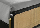 Arini Rattan California King Panel Bed Black and Natural