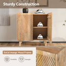 TREXM Wood Accent Cabinet with Storage, Rustic Mango Wood Storage Cabinet with Fluted Design and Adjustable Shelf for Dining Room, Kitchen, and Living Room (Natural)