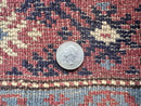 Turkish Sparta Rug 3x4, Allover Pattern, Navy Blue and Red, Antique Ispara Oriental Carpet 3 x 4, Small Turkish Handmade Vintage Wool Rug