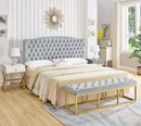 Velvet Tufted King Headboard Stylish Comfortable Gray Design