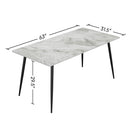 Dining Table with Sintered Stone Tabletop and Metal Legs, 63' Rectangular Modern Kitchen & Dining Room Table With 6 Dining Chairs