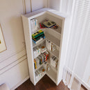 Modern 5-Tier Corner Bookshelf with Adjustable Storage in White MDF for Bedroom and Living Room